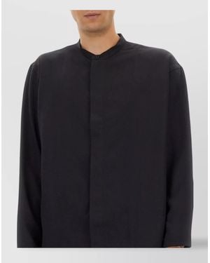 Studio Nicholson Shirt Mandarin Collar Chest Pocket - Black