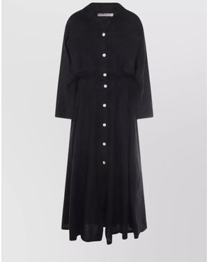 Malo Knee Length Dress Long Sleeves - Black