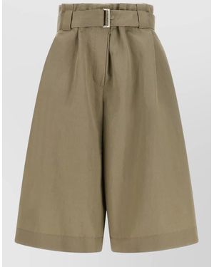 Brunello Cucinelli Pleated Bermuda Shorts Belted Waist Pockets - Green