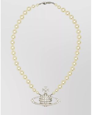 Vivienne Westwood Necklace Pearl Beads-Tone Pendant - White