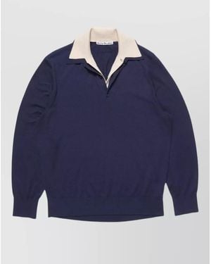 Acne Studios Silk Polo Sweater - Blue
