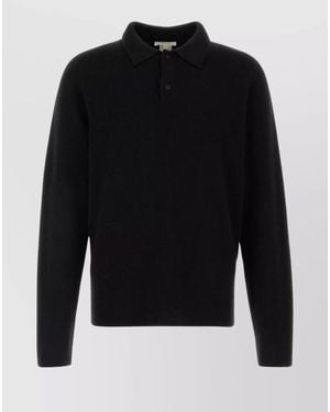The Row Cashmere Polo Shirt Featuring Tiger Design - Black