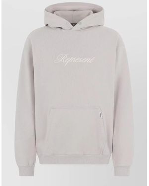 Represent Logo Print Hooded Sweatshirt - White