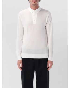 John Smedley Cotton Long-Sleeve Polo Shirt - White