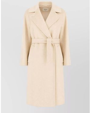 Weekend by Maxmara Wool Coat Belted Waist Long Length - Natural