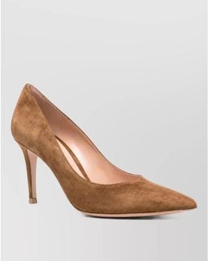 Gianvito Rossi Suede Leather Pointed-Toe Pumps - Brown