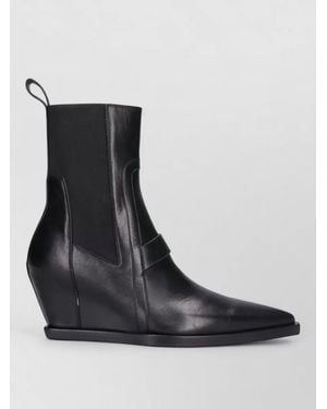 Rick Owens Leather Ankle Boots - Black