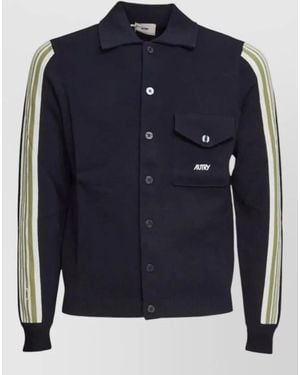 Autry Knitted Jacket Main Striped Sleeves - Blue