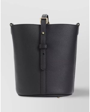 Patou Grained Leather Bucket Bag - Black
