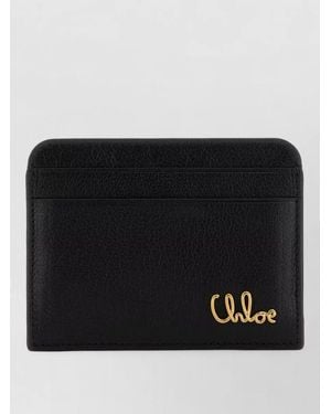 Chloé Leather Card Holder Compact Design Accessory - Black