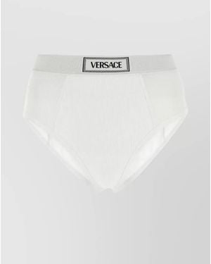 Versace Ribbed High-Rise Briefs - White