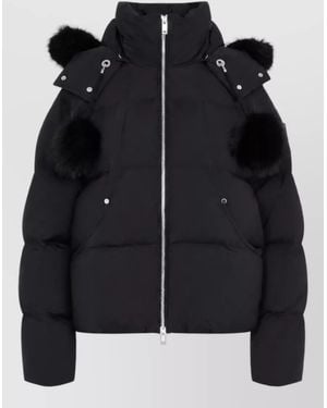 Moose Knuckles Quilted Faux Fur Hood Puffer Jacket - Black