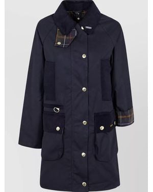 Barbour Waxed Cotton Single-Breasted Coat - Blue