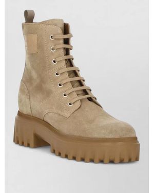 Hogan Leather Ankle Boots - Natural