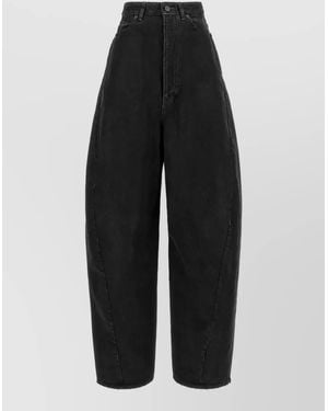 Balenciaga High-Rise Barrel-Leg Denim Jeans - Black