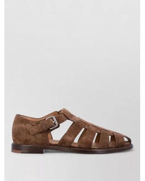 Church's Suede Fisherman Sandals Cut Out Open Toe - Brown
