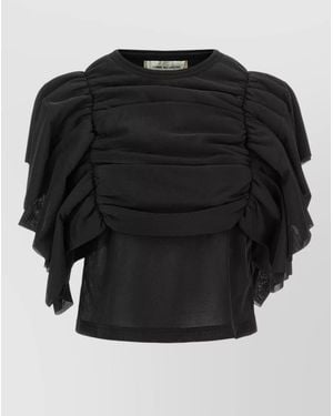 Comme des Garçons Ruffled Short-Sleeve Blouse - Black