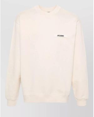 Jacquemus Long Sleeve Crew Neck Knit Top - Natural
