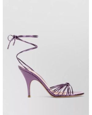 Gianvito Rossi Malè Leather Ankle Wrap Sandals Strappy - Pink