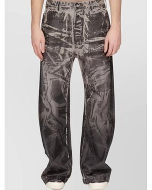 Rick Owens Abstract Pattern Wide Leg Jeans - Multicolor