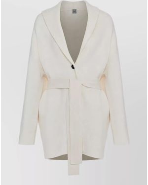 TOTEME Wool Shawl Collar Cardigan - White