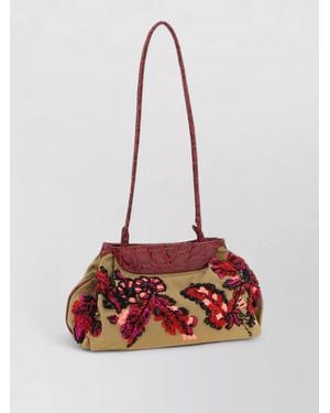 Dries Van Noten Embroidered Floral Shoulder Bag Long Strap