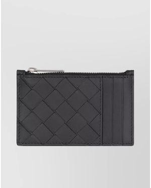 Bottega Veneta Leather Card Holder - Grey