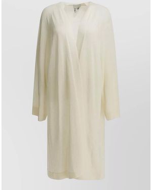 Sa Su Phi Silk Blend Knit Cardigan Knee Length - White