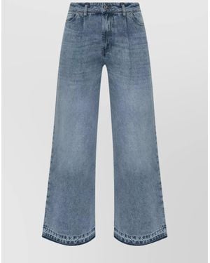 Halfboy Denim Mid-Rise Pleated Wide-Leg Jeans - Blue