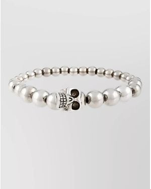 McQueen Beaded Bracelet Featuring Skull Motif - Multicolour