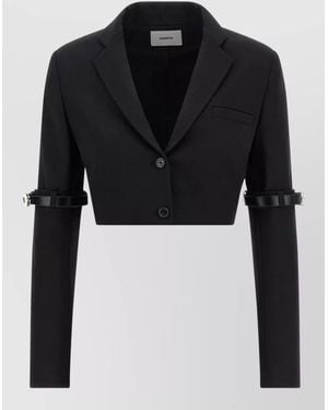Coperni Cropped Blazer Jacket Long Sleeves Buckle Strap - Black