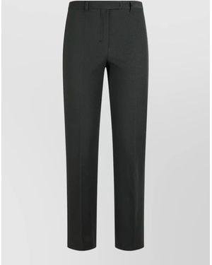 Max Mara Straight Cut Pants Elastic Waist Pockets - Gray