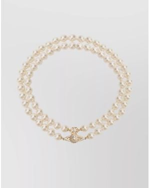 Vivienne Westwood Double Strand Choker Synthetic Pearls - White