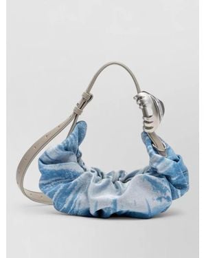 DIESEL Shoulder Bag Ruched Tie Dye Silk Nylon - Blue