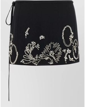 Dries Van Noten Gabrinas Skirt Embellished Wrap Mini Tie Side - Black