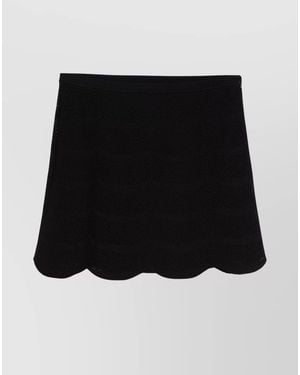 Tom Ford Silk Cotton Scallop Hem Mini Skirt - Black