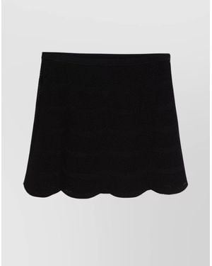 Tom Ford Silk Cotton Scallop Hem Mini Skirt - Black