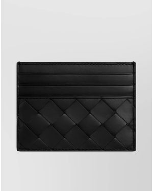 Bottega Veneta Woven Leather Quilted Card Holder - Black
