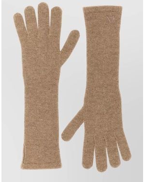 Max Mara Mmjock Long Cashmere Yarn Gloves - Natural