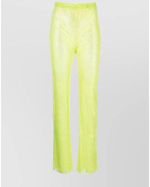 Santa Brands Rhinestone-Embellished High-Rise Straight-Leg Pants - Yellow