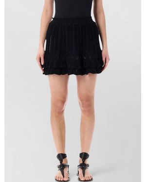Isabel Marant Crochet Knit Mini Skirt Flared Hem - Black