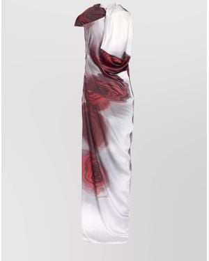 Jean Paul Gaultier Asymmetrical Maxi Dress Floral Print - White