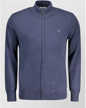 Timberland Cotton Zip-Up High-Neck Cardigan - Blue