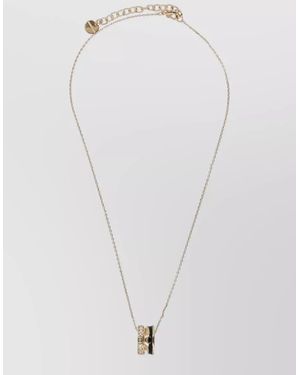 Ferragamo Chain Necklace Featuring Adjustable Pendant Design - White