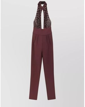 Elisabetta Franchi Satin Cutout Jumpsuit - Purple