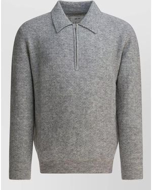 NN07 Alfie Alpaca Blend Polo Knit Jumper - Grey