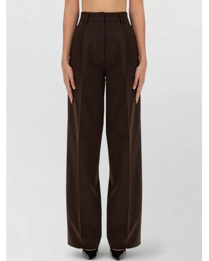 Thelatest Axel Tailored Pants Pleated Front Wide Leg - Brown