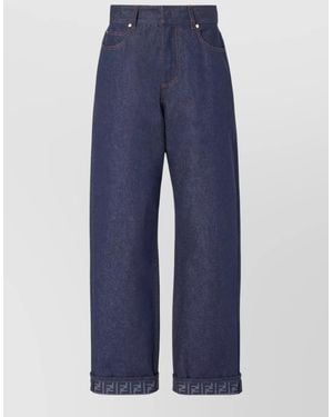 Fendi Denim Wide-Leg Trousers - Blue