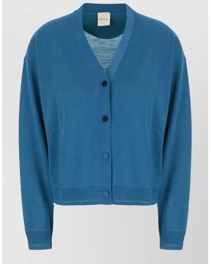 Paul Smith Knit Top V Neckline Long Sleeves - Blue