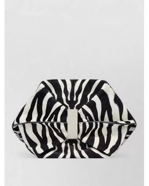 The Attico La Scoop Large Zebra Shoulder Bag - Black